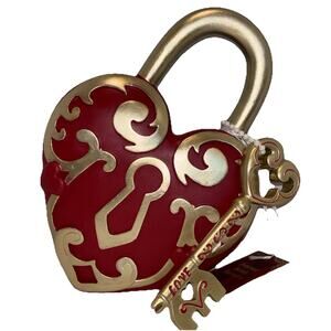 Red & Gold Heart Lock & Love Key Valentine's Day Tabletop Decor 10" Tall NEW